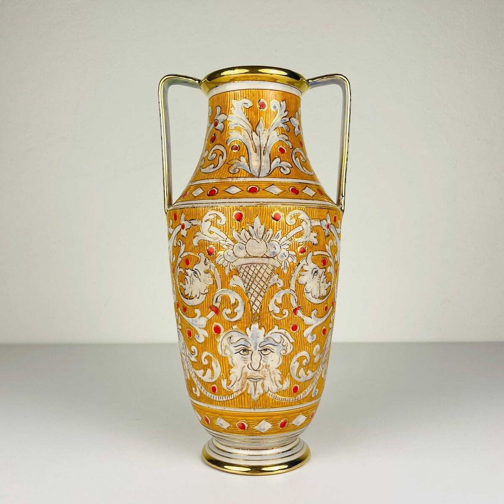 Antique ceramic vase by Serafino Volpi for Deruta, Italy, 1950s.