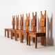 Ensemble unique de 6 chaises de salle à manger en pin, conçu par un architecte brutaliste, Tchèque.