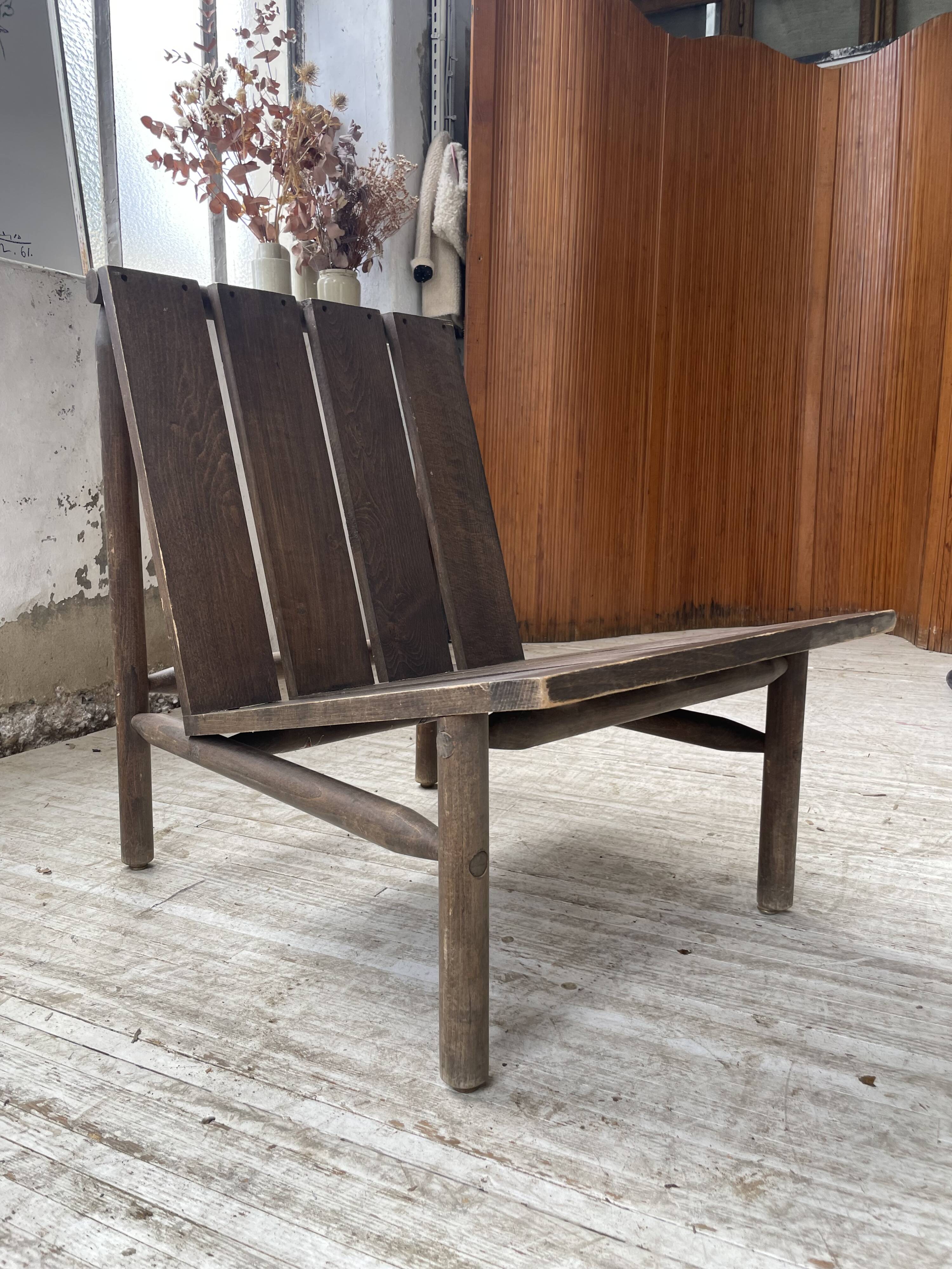 Modernist oak armchair