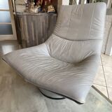Mantis leather lounge chair ottoman footrest Gerard Van Den Berg 1970