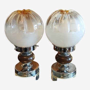 Paire de lampes à poser mazzega/verre murano/1970