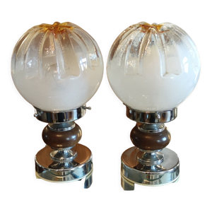 Paire de lampes à poser mazzega/verre