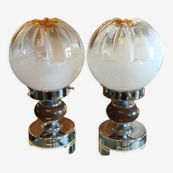 Set of table lamps mazzega/murano glass/1970