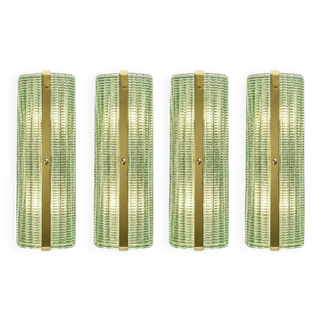 Contemporary Rectangular Murano Glass Wall Sconces With Chrome Finish – Set