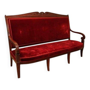 18th Century French Hand Carved Mahogany Upholstered Sofa in the style of George Jacob