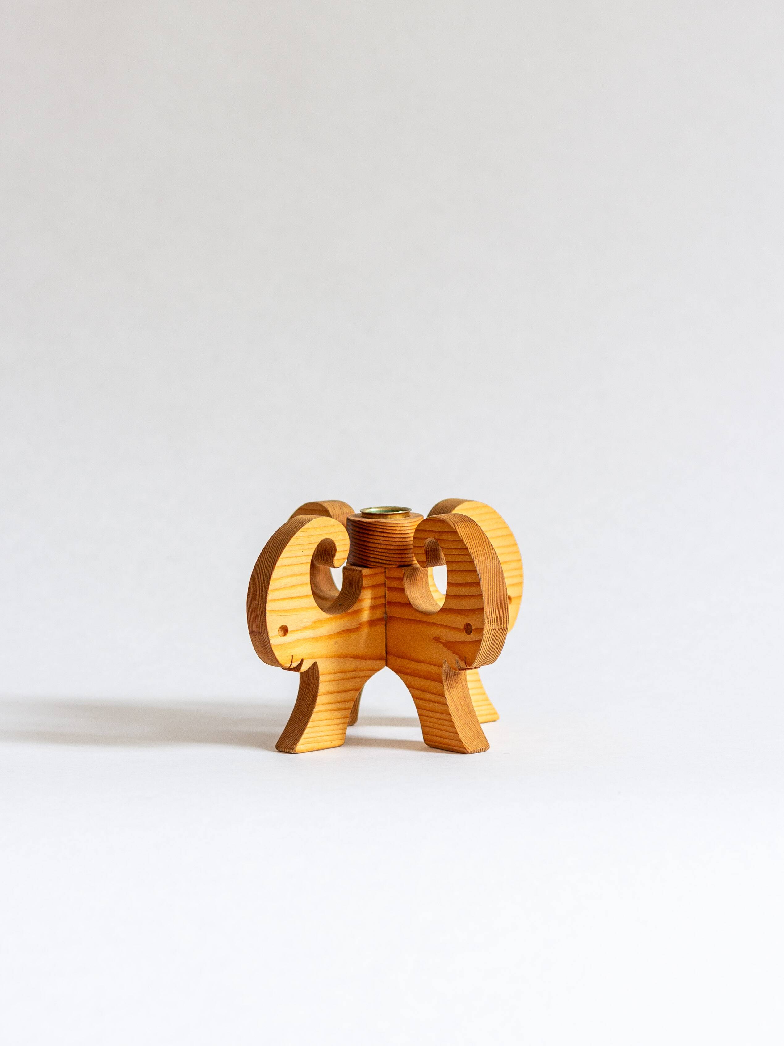 Wooden Christmas candle holder with four goat heads, Sweden, 1970s