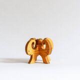 Wooden Christmas candle holder with four goat heads, Sweden, 1970s