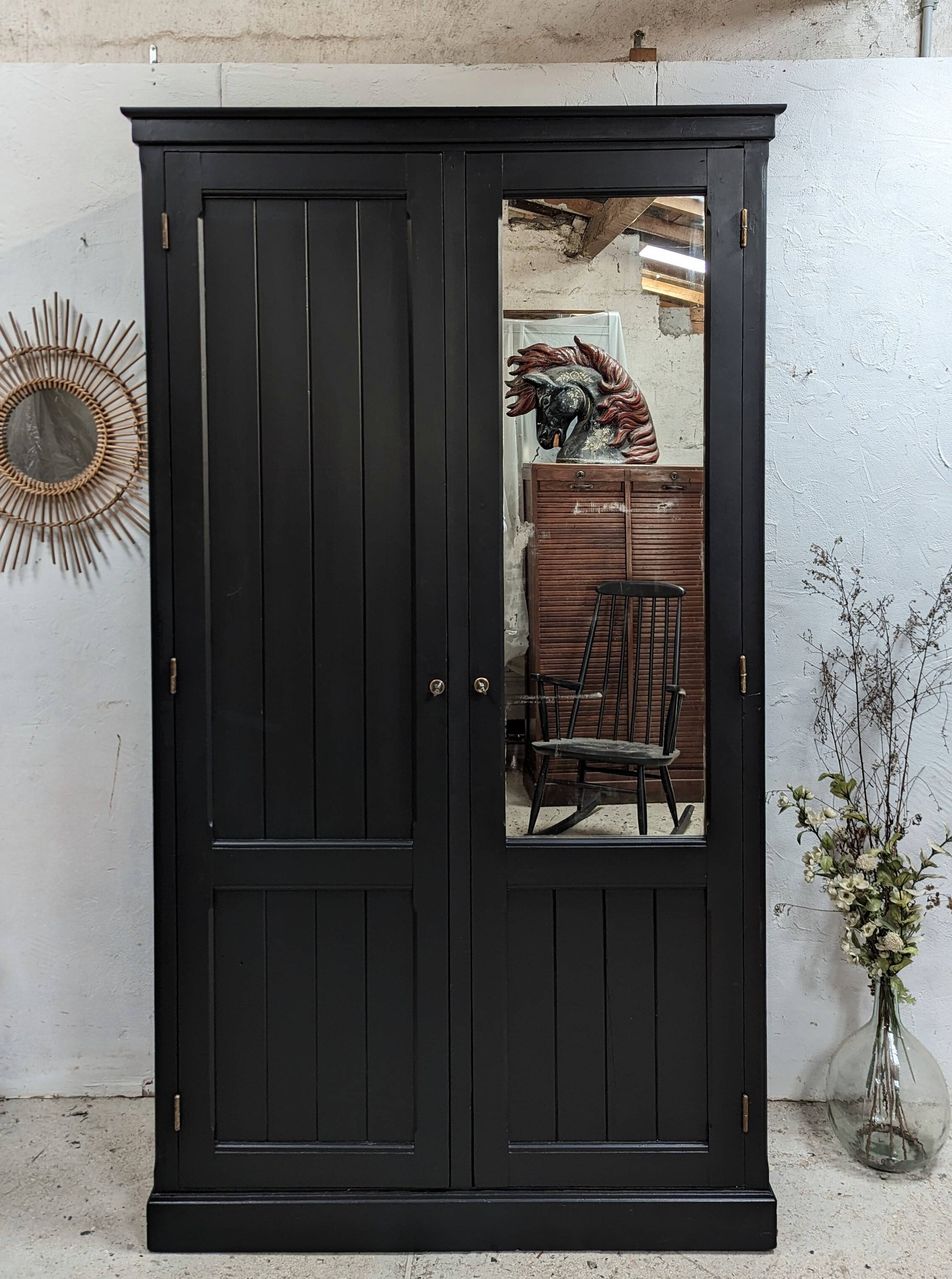 Wardrobe, old wardrobe painted black