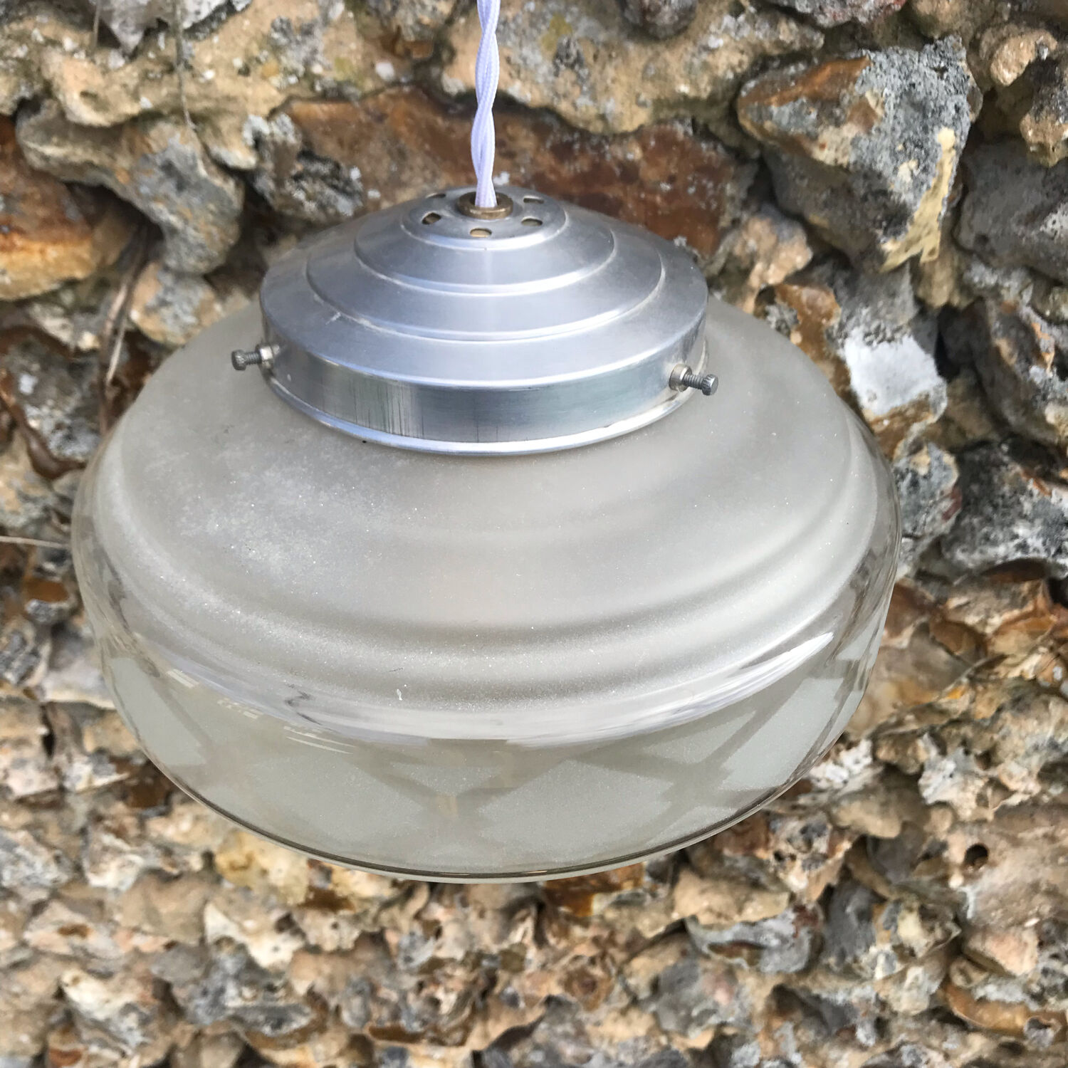 Vintage sandblasted glass pendant lamp