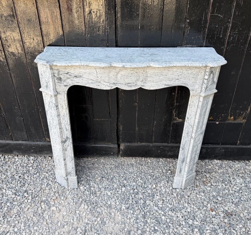 Pompadour model fireplace in blue Turquin marble from around 1880, one pair available.