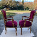 Louis XV armchairs in solid wood, 20th century