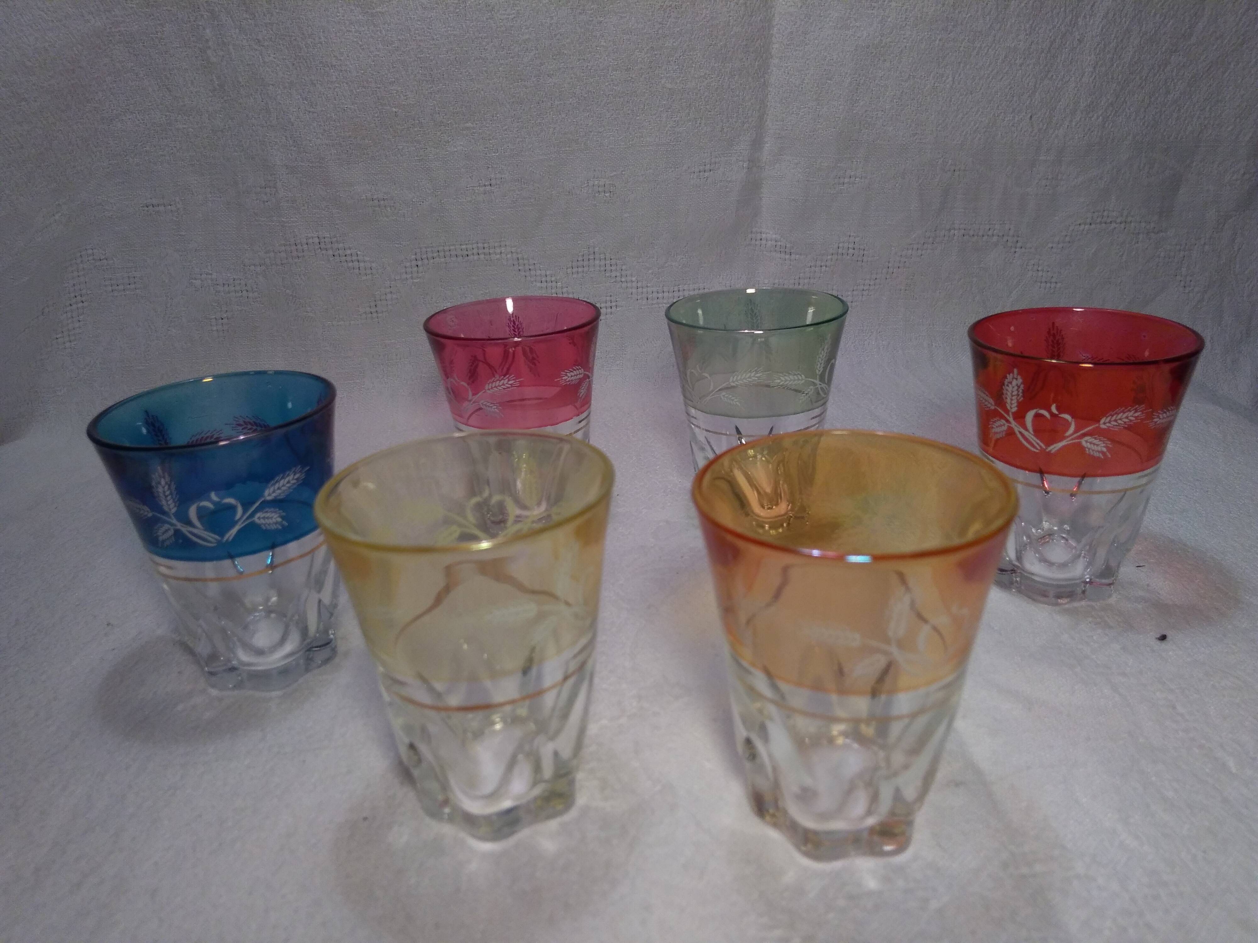 6 vintage liqueur glasses 50