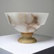 Vintage Italian alabaster footed bowl in white and beige, 1960s.