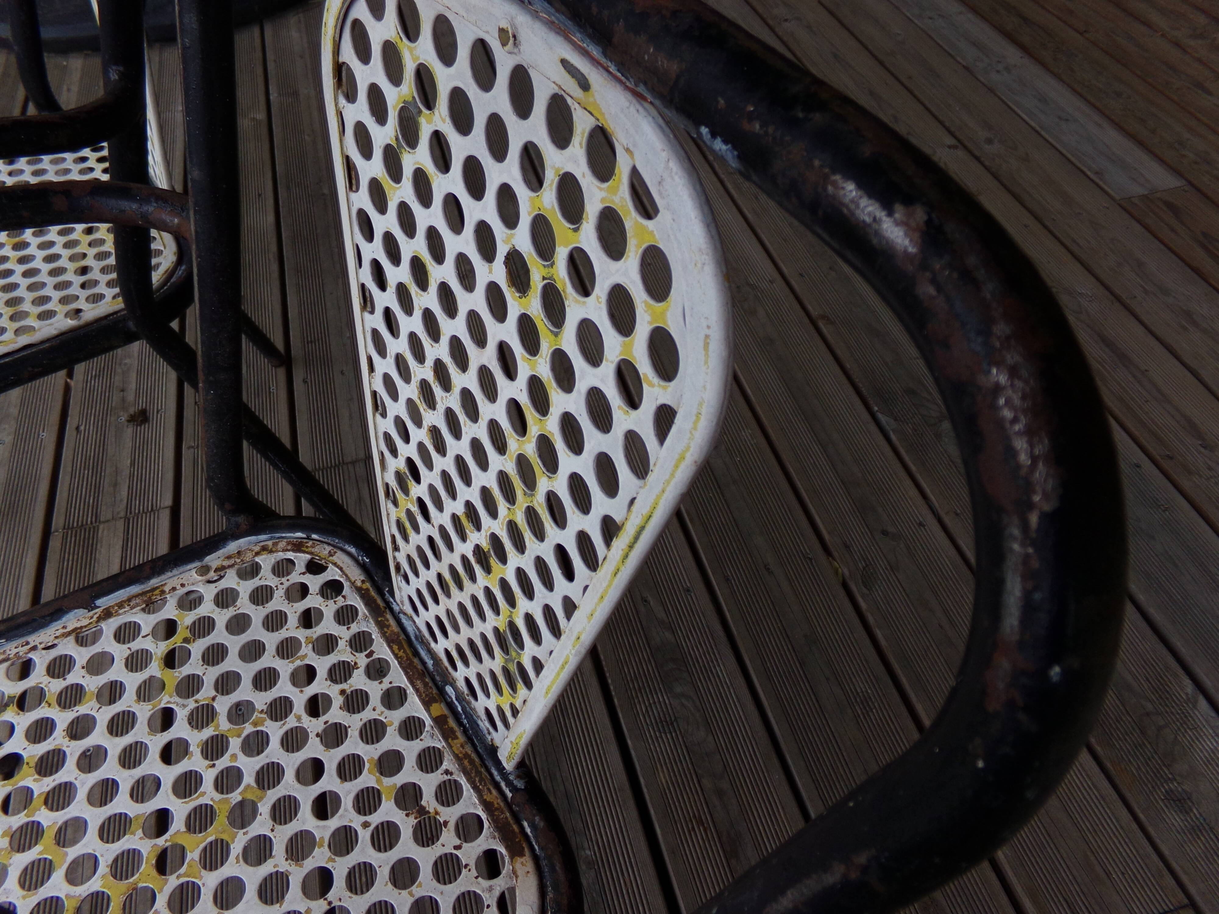 4 armchairs chairs Seducta perforated steel 50s by René Malaval