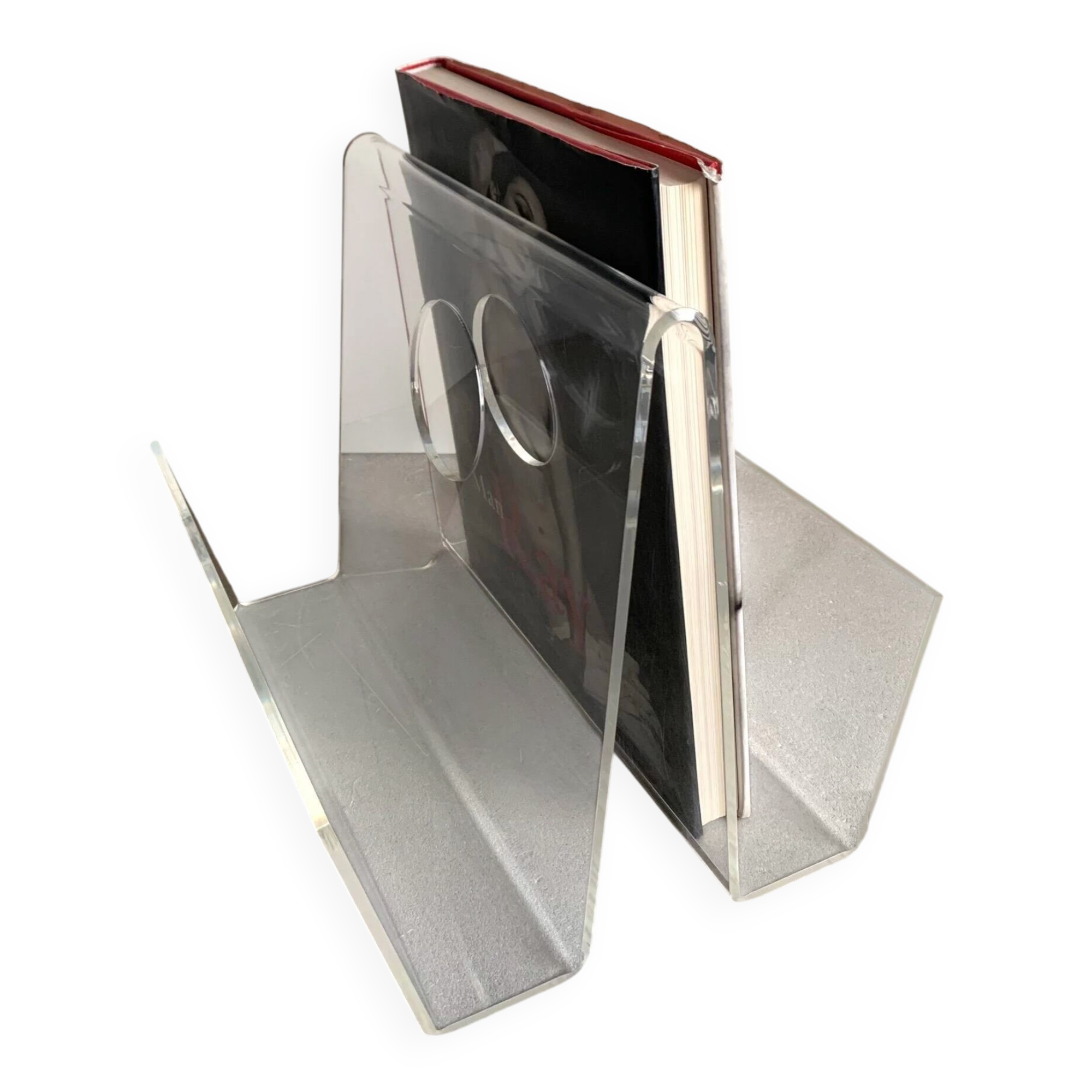 Vintage plexiglass magazine holder, 1970s