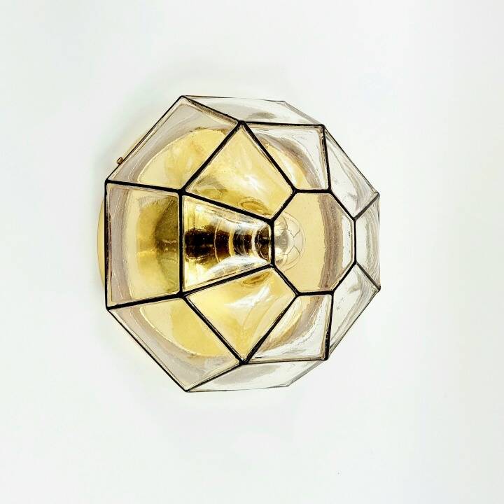 Mid-century glass ceiling light by Limburg, Germany, 1960s.