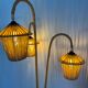 Lampadaire vintage tripode en métal et corde