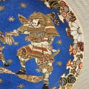 Ancient Japanese plate decorated with samurai – Imari / Satsuma, 19th century