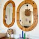 Oval mirror in solid pine vintage 70