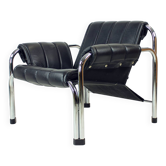 Fauteuil par Viliam Chlebo en chrome et simili cuir, Kodreta années 1980.