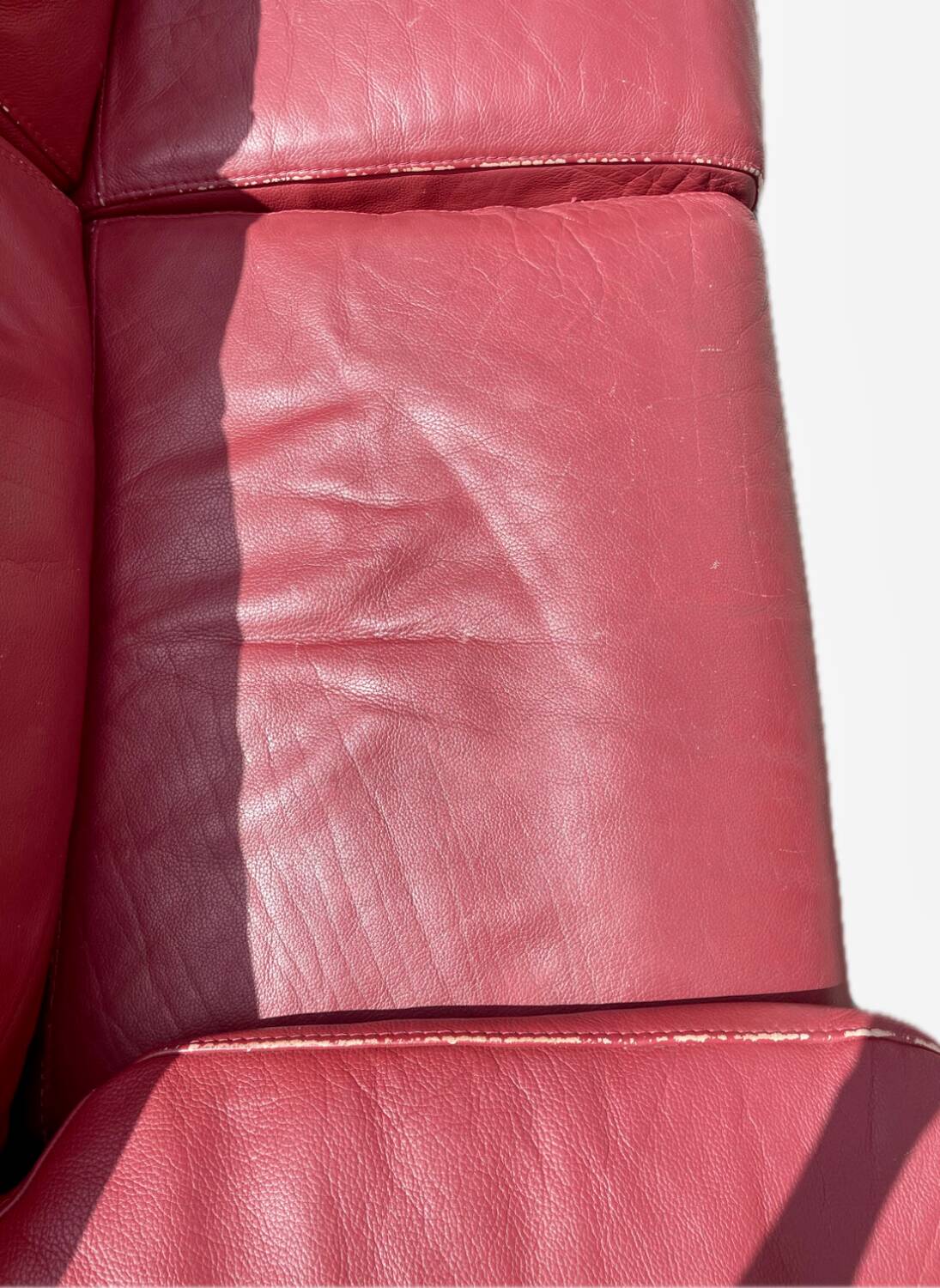 Vintage Roche Bobois red leather sofa