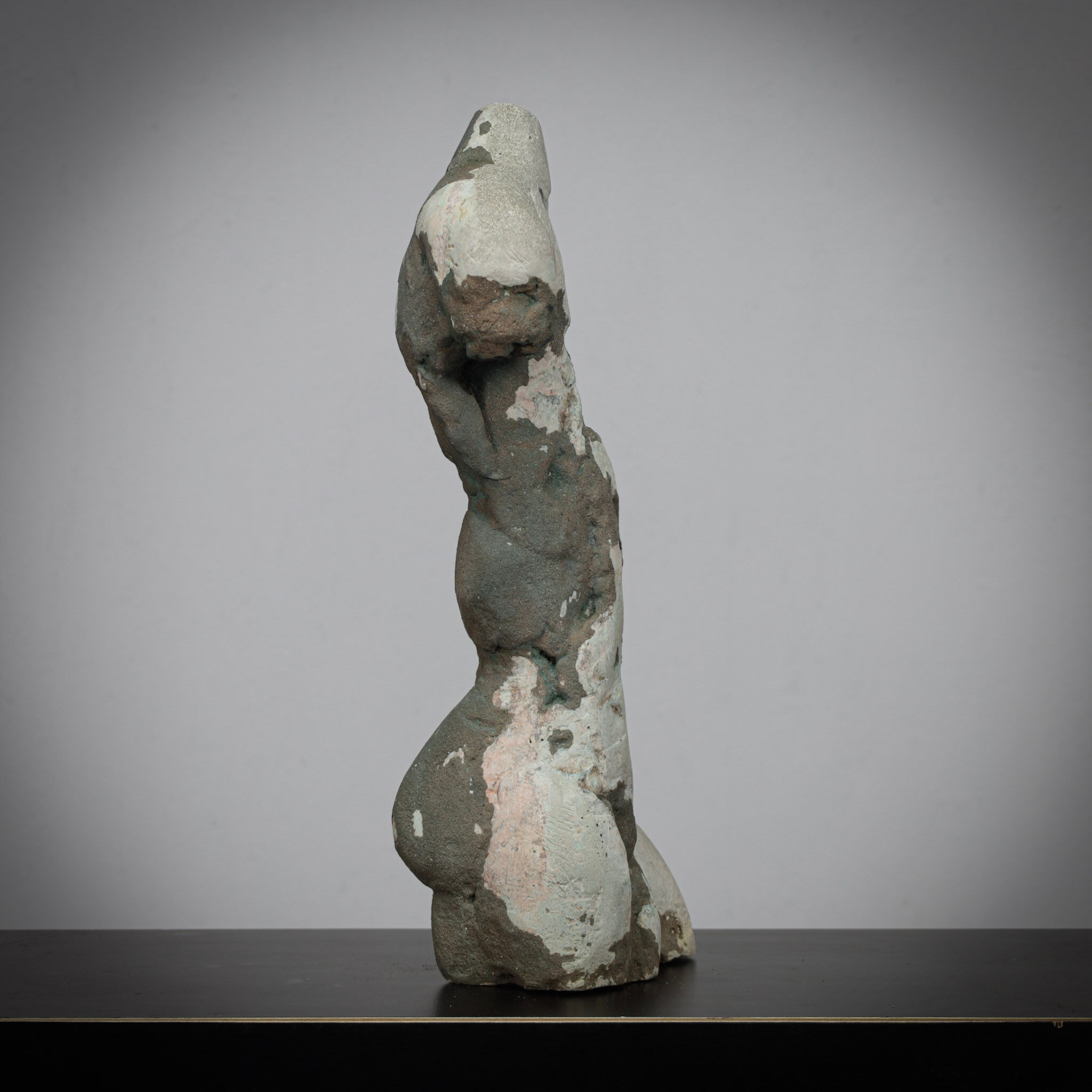 Pair of male torso sculptures by Francine Govers, 1990s