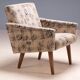 Pair of mid-century upholstered armchairs with floral fabric, Czechoslovakia, 65 × 75 × 85 cm