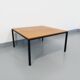 Vintage modernist square coffee table in teak and black metal from the 60s