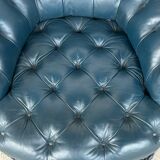 Armchair Napoleon III leather Chesterfield way, late nineteenth