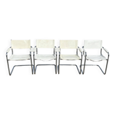 Ensemble de 4 chaises de salle à manger blanches, style S34 Mart Stam/Marcel Breuer, Italie.