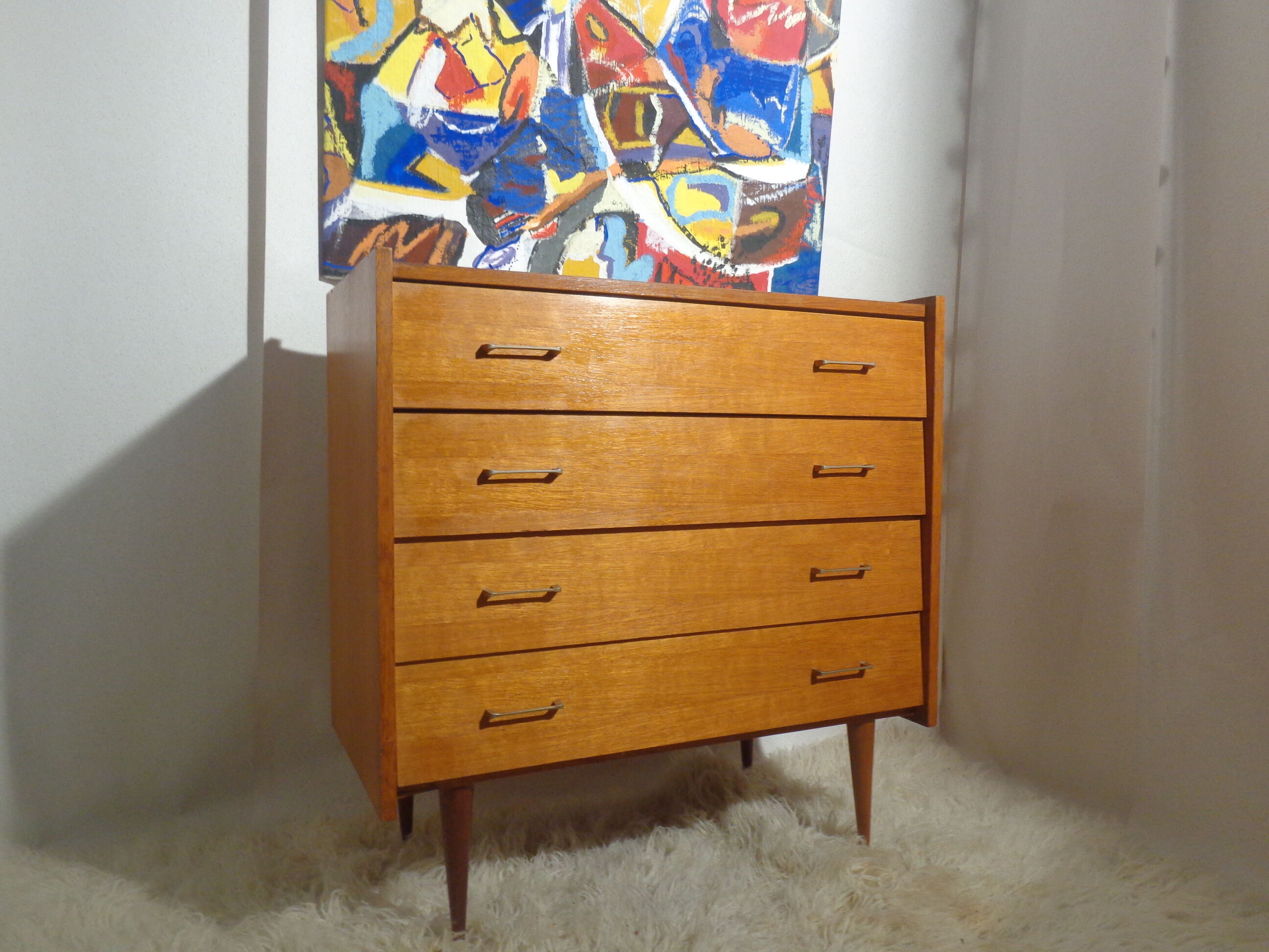 60s light wood chest of drawers