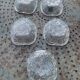 5 vintage transparent molded glass pineapple cups