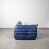 Canapé d'angle Michel Ducaroy Ligne Roset en cuir bleu Togo, France, années 1980
