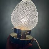 Vintage globe table lamp in diamond-point glass
