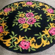 Tapis rond vintage en laine 150cm années 70