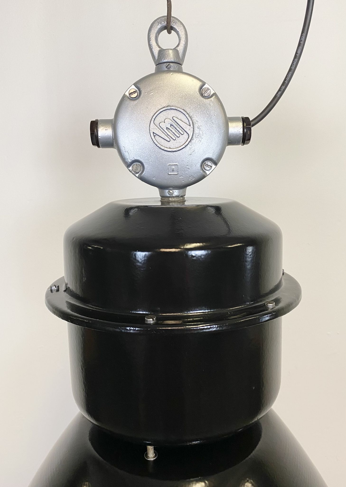 Black industrial factory lamp with clear glass cover from elektrosvit
