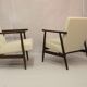 Pair of armchairs Henryk Lis 300-190 years 1970 fabric white buckle.