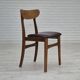 1960s, set of 6 Danish dinning chairs, solid oak wood, reupholstered.
