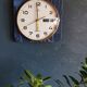 Square silent vintage wall pendulum clock "Romatic golden blue"