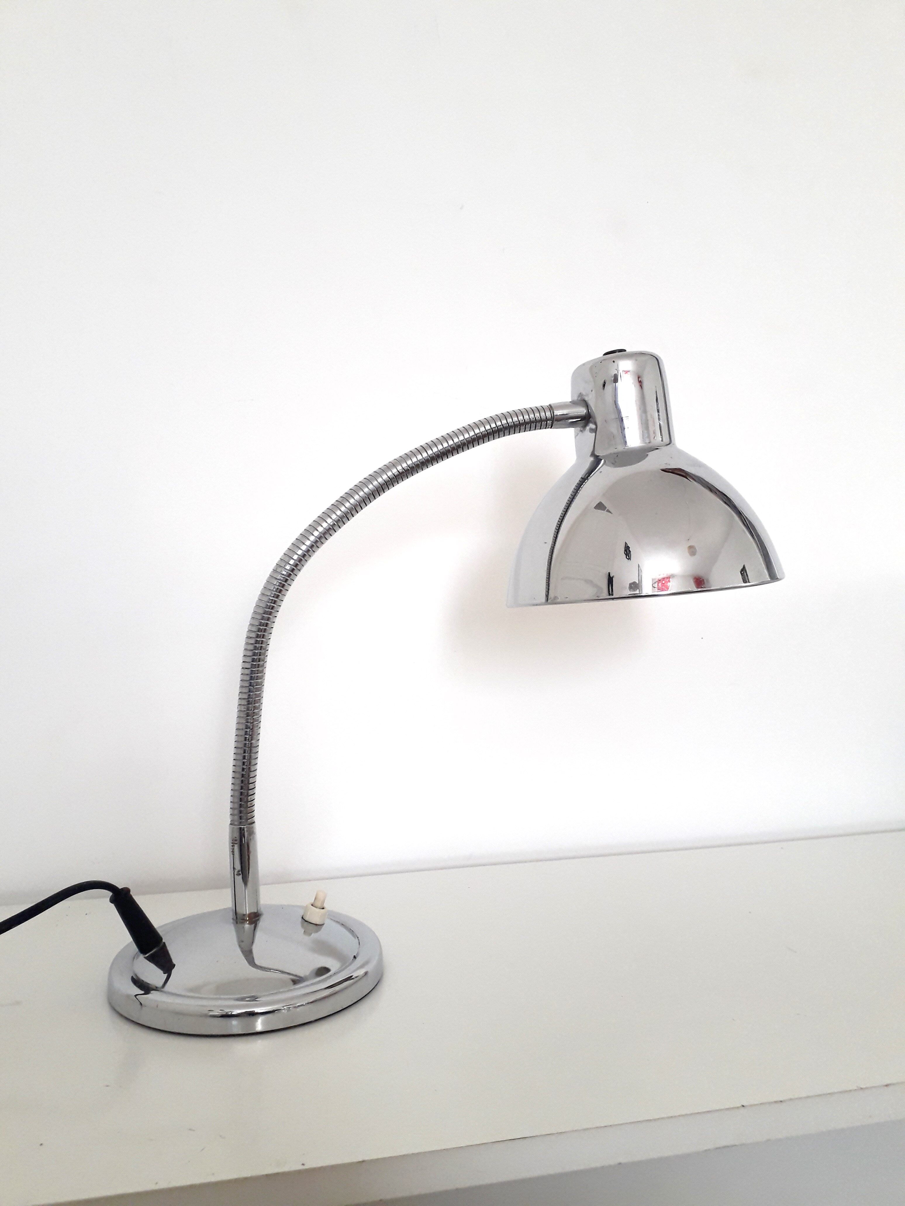 Adjustable desk / workshop lamp - Chrome metal - 1950