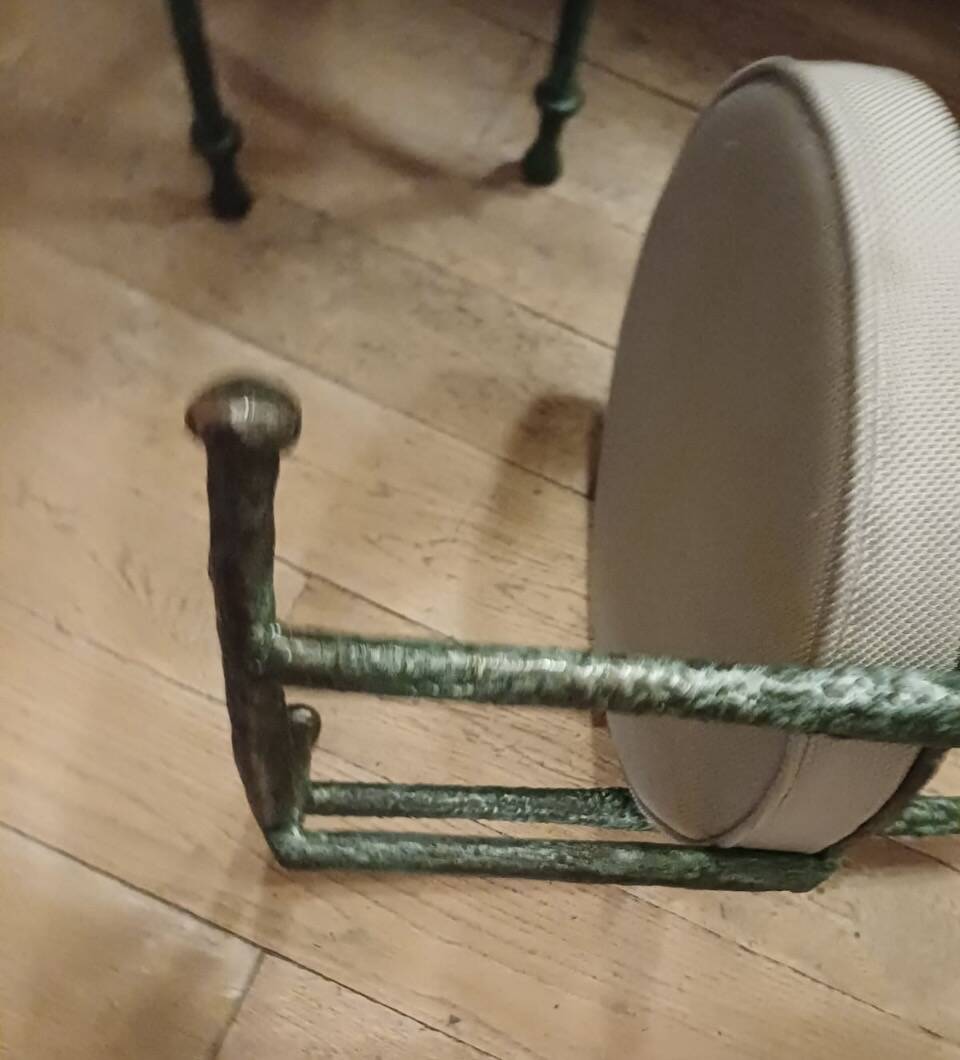 Pair of patinated bronze stools in the spirit of Giacometti.