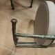 Pair of patinated bronze stools in the spirit of Giacometti.