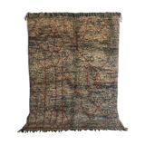 Berber carpet beni ouarain mottled brown and grey with red patterns 3.07x2.24m