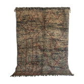 Berber carpet beni ouarain mottled brown and grey with red patterns 3.07x2.24m