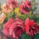 HSP painting "Bouquet of roses" in vase signed Florent + frame