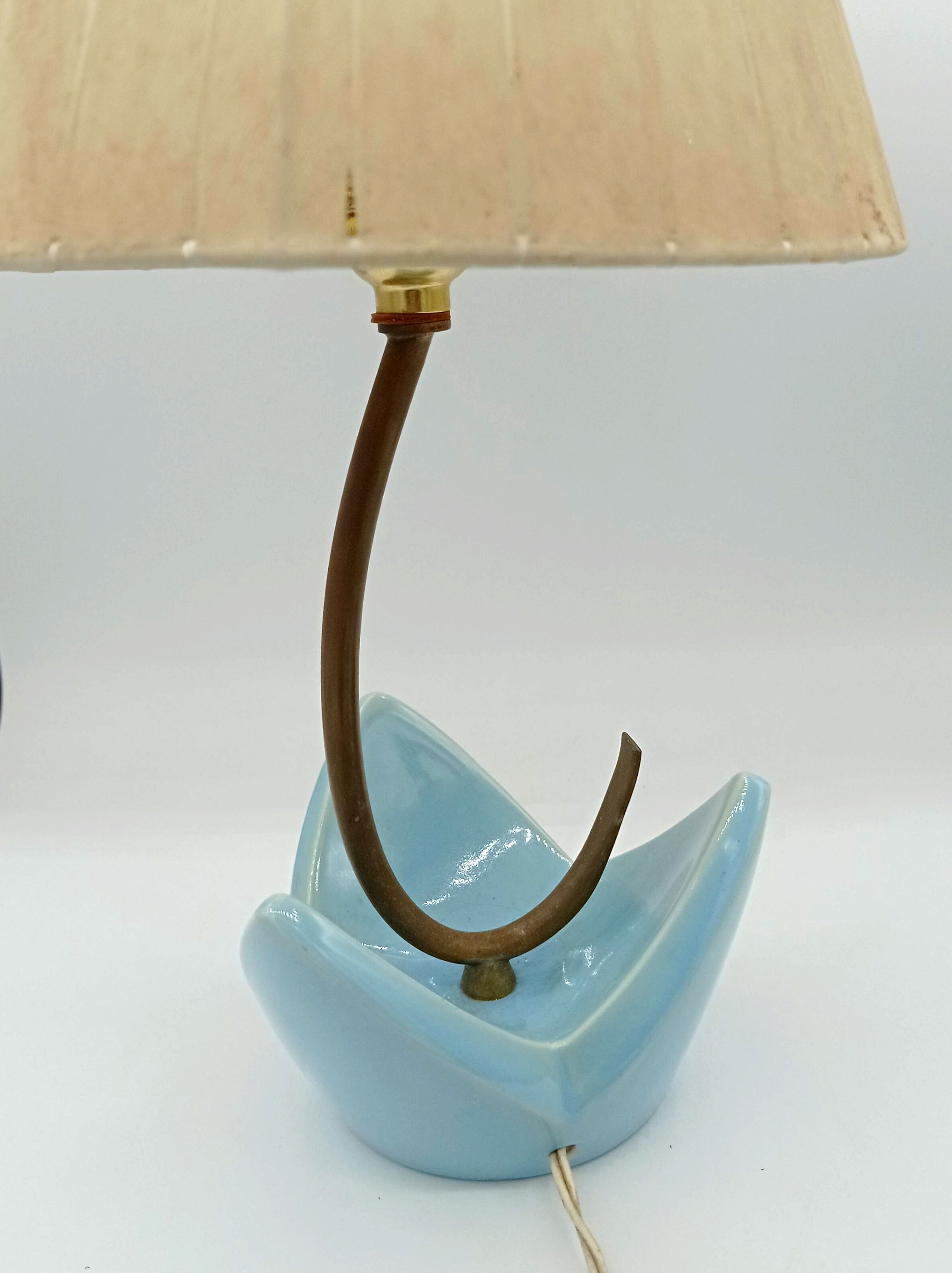 Ceramic lamp and brass circa 1955