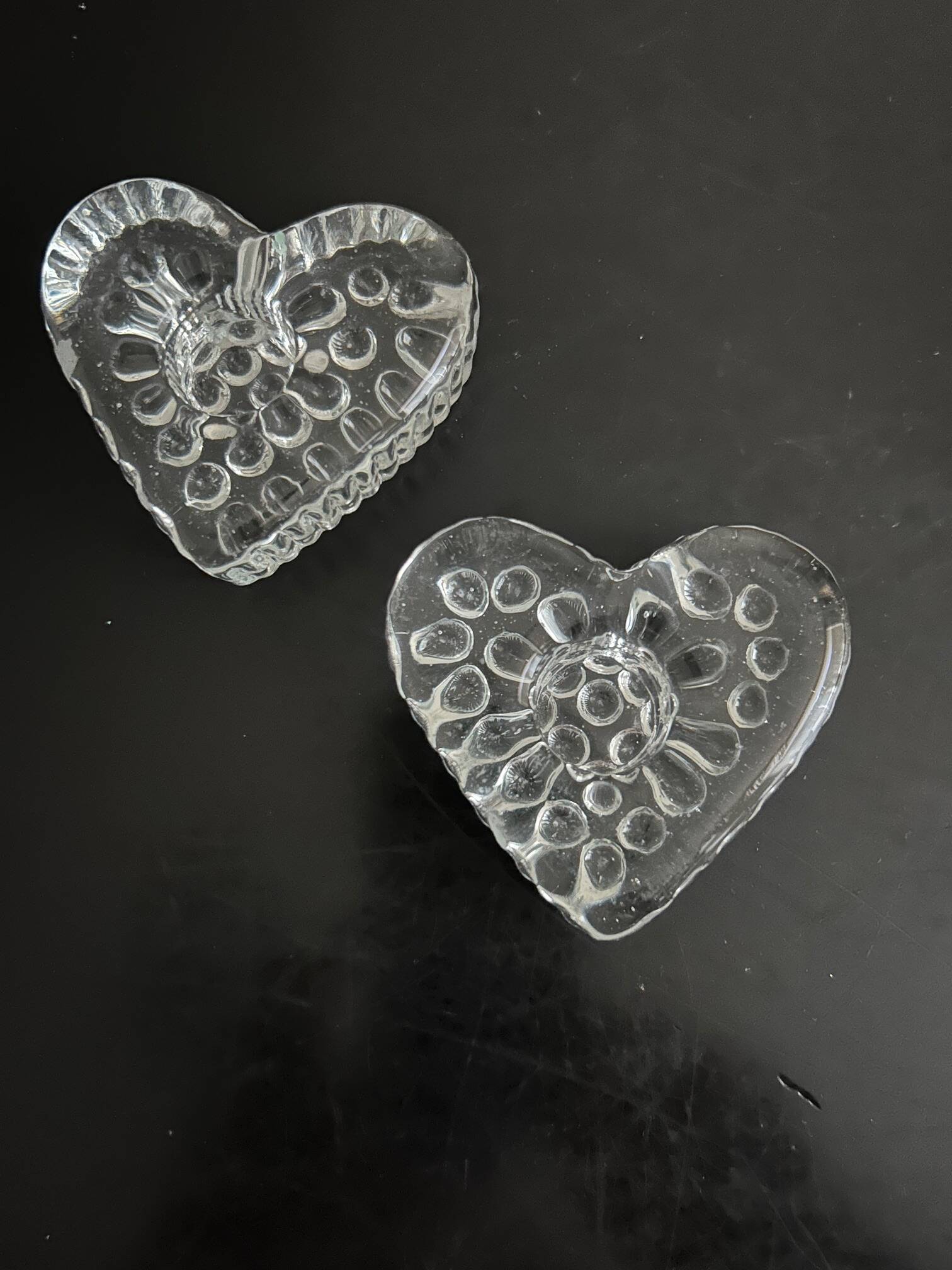 pair of heart candlesticks 1960