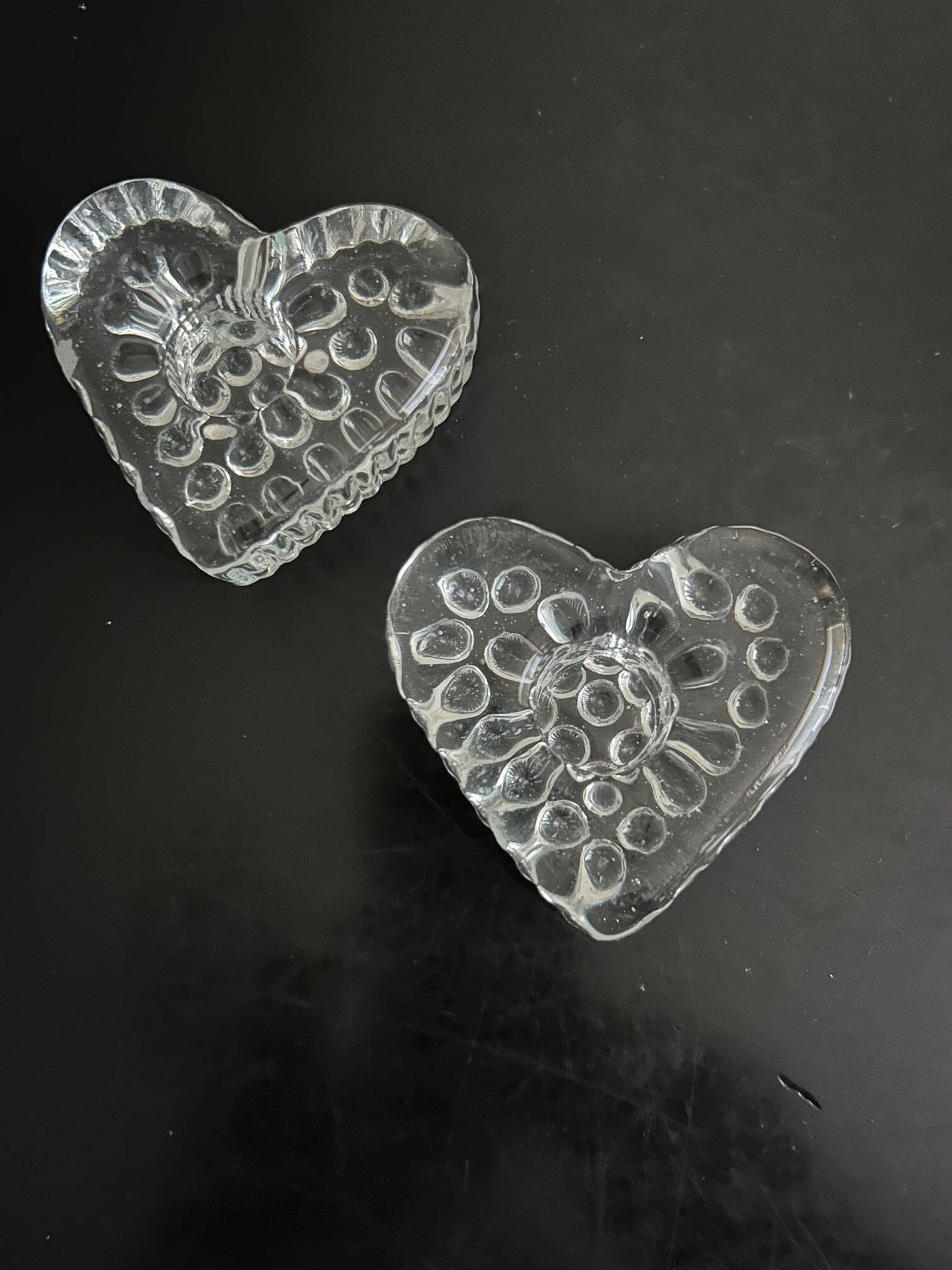 pair of heart candlesticks 1960