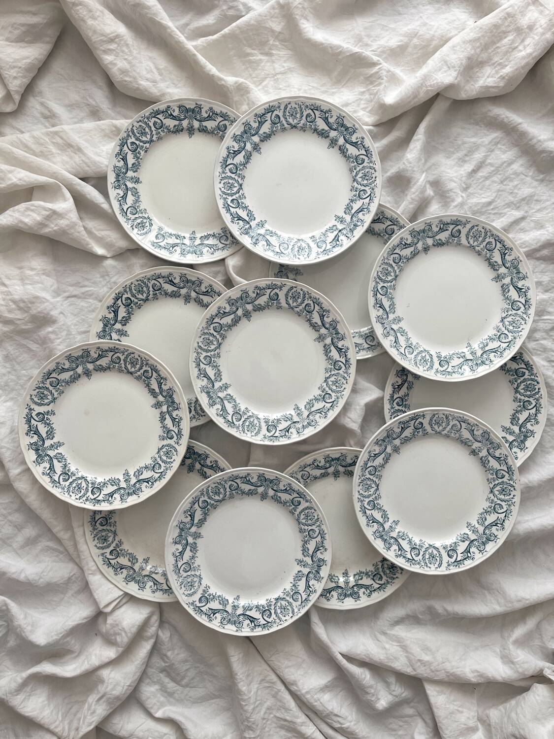 12 flat ironware plates “Louis XVI” Saint Amand and Hamage
