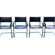 Set of 4 bauhaus cantilever chairs black leather and chrome design
